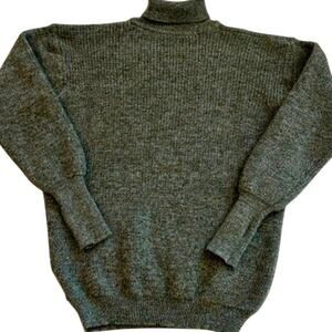 Barbor Sweater Mens 2XL Green Melange Pure New Wool Sweater Thumb Hole Cuffs